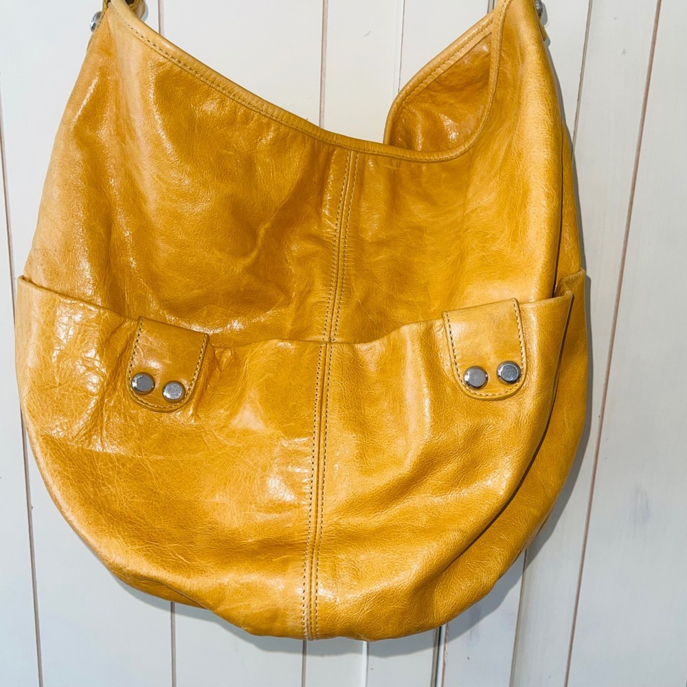 Pietro Alessandro New York Mustard Yellow Leather Hobo Shoulder Bag Purse
